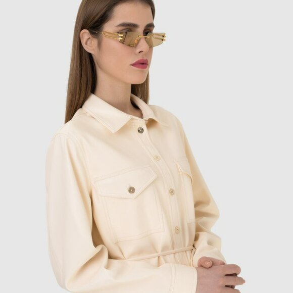 Balmain FIXE BPS-123D-54 Women BRAND NEW Sunglasses Titanium Gold Brown Geometri - Picture 11 of 12